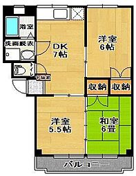 マクベリーA 3DKの間取図画像