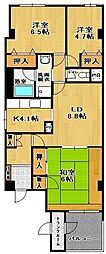 サンフィールズ朝日 3LDKの間取図画像
