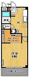 郡中日ノ出アーバン 1Kの間取図画像