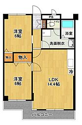 シャンポールド並木A 2LDKの間取図画像