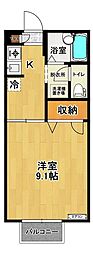 ディアス久留米D棟 1Kの間取図画像