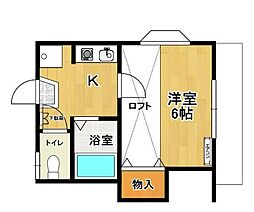 フローラC棟 1Kの間取図画像