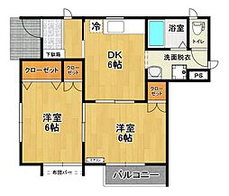 WELLMINT 2DKの間取図画像