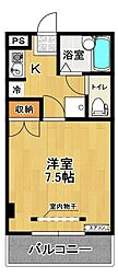 アップル赤木 1Kの間取図画像