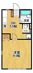 アミューズハイツ 1DKの間取図画像