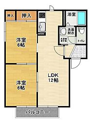 ディアス久留米B 2LDKの間取図画像