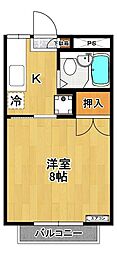 PAL壱番館 1Kの間取図画像