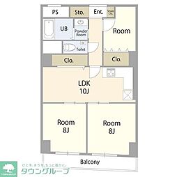 麻布東町マンション 4階3LDKの間取り