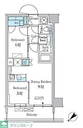 京急本線 立会川駅 徒歩5分の賃貸マンション 4階2DKの間取り
