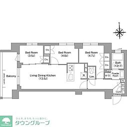 京急本線 大森町駅 徒歩11分の賃貸マンション 1階3LDKの間取り