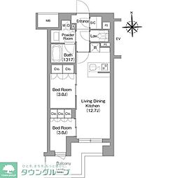 京急本線 大森町駅 徒歩11分の賃貸マンション 5階2LDKの間取り