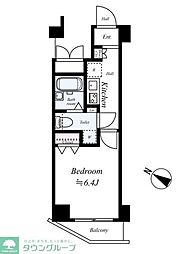 東急池上線 御嶽山駅 徒歩5分の賃貸マンション 3階1Kの間取り