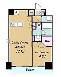 京急本線 新馬場駅 徒歩6分の賃貸マンション 9階1LDKの間取り