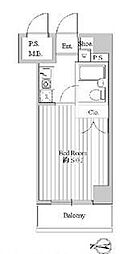 東急池上線 池上駅 徒歩5分の賃貸マンション 4階1Kの間取り
