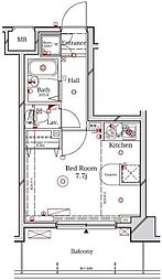 京急本線 鮫洲駅 徒歩12分の賃貸マンション 5階1Kの間取り