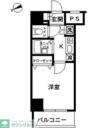JR山手線 五反田駅 徒歩11分の賃貸マンション 7階1Kの間取り