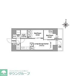 コンフォリア・リヴ南品川 5階2LDKの間取り