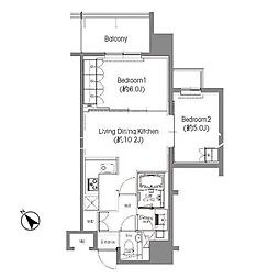 ＢＰＲレジデンス三田伊皿子坂 3階2LDKの間取り