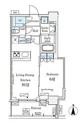 ＧＬＡＣＩＥＲ大森 10階1LDKの間取り
