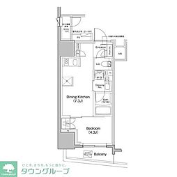 ザ・パークハビオ大森町 6階1DKの間取り