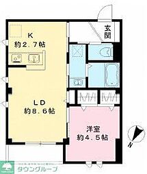 東急大井町線 戸越公園駅 徒歩6分の賃貸マンション 3階1LDKの間取り