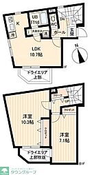 JR山手線 大崎駅 徒歩12分の賃貸マンション 1階2LDKの間取り
