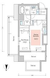 京急本線 新馬場駅 徒歩8分の賃貸マンション 6階1DKの間取り