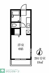 JR横須賀線 西大井駅 徒歩3分の賃貸マンション 2階ワンルームの間取り