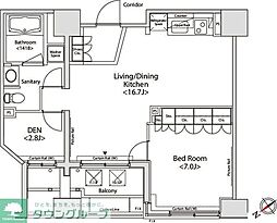 東急目黒線 不動前駅 徒歩3分の賃貸マンション 14階1SLDKの間取り