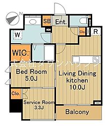 レジディア大森II 14階1SLDKの間取り