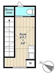 東急多摩川線 沼部駅 徒歩6分の賃貸アパート 2階ワンルームの間取り