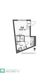 東急大井町線 戸越公園駅 徒歩5分の賃貸マンション 4階ワンルームの間取り