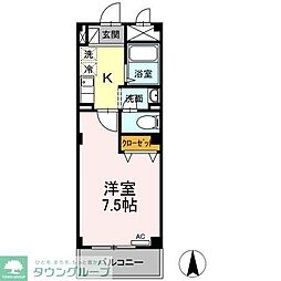 東急多摩川線 矢口渡駅 徒歩7分の賃貸マンション 1階1Kの間取り
