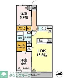 京急本線 梅屋敷駅 徒歩11分の賃貸アパート 1階2LDKの間取り