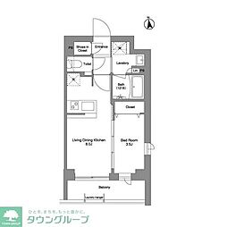 コンフォリア戸越公園 4階1LDKの間取り