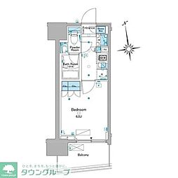 ルフォンプログレ品川大井 8階1Kの間取り