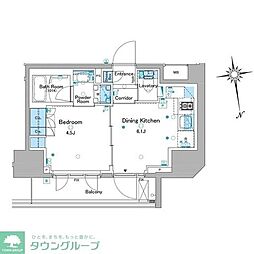 ルフォンプログレ品川大井 6階1DKの間取り