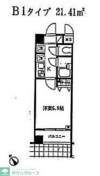 東急池上線 五反田駅 徒歩9分の賃貸マンション 5階1Kの間取り