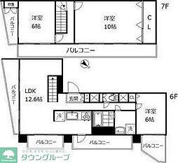 東急池上線 大崎広小路駅 徒歩3分の賃貸マンション 7階3LDKの間取り
