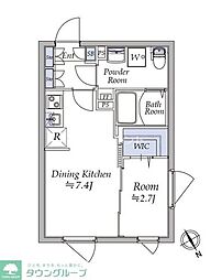 都営浅草線 馬込駅 徒歩3分の賃貸マンション 4階1DKの間取り