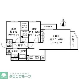 シエルクレール大森山王 2階2LDKの間取り