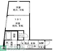 京急本線 立会川駅 徒歩3分の賃貸マンション 2階2Kの間取り