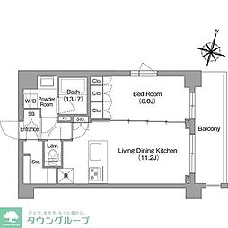 コンフォリア・リヴ南六郷 1LDKの間取図画像