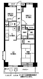 オクトス市ヶ尾1番館 3階3LDKの間取り