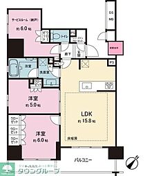 LeJADESHINYOKOHAMA 2LDKの間取図画像