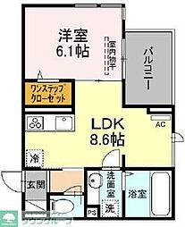 Hillside 1LDKの間取図画像