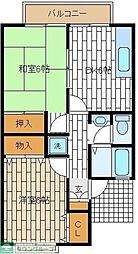 市ケ尾森ビル十番館 2DKの間取図画像