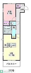 ホワイトローズ 1LDKの間取図画像