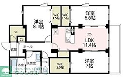 メゾン・ド・コリーヌ 3LDKの間取図画像