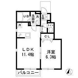 クレストあざみ野 1LDKの間取図画像